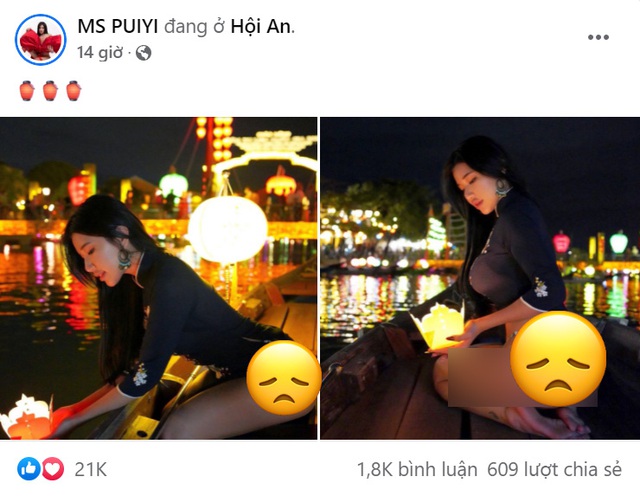 Nữ YouTuber đình đám diện đồ phản cảm, thả đèn hoa đăng tại Hội An nhận “bão” chỉ trích của cộng đồng mạng - Ảnh 1. Nữ YouTuber đình đám diện đồ phản cảm, thả đèn hoa đăng tại Hội An nhận “bão” chỉ trích của cộng đồng mạng - Ảnh 1.