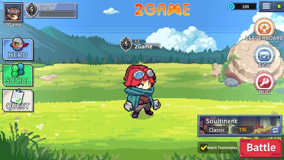 Giao diện đồ họa pixel của Soulknight Arena