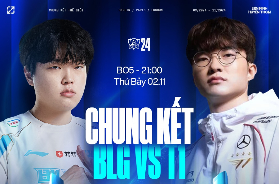 t1-blg-chung-ket Chung kết CKTG 2024: T1 vô địch, Faker lần thứ 5 đăng quang t1 blg chung ket