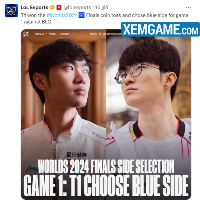 t1-chon-doi-xanh CKTG 2024: T1 phát huy vận may, có lợi thế cực lớn trước trận Chung kết t1 chon doi