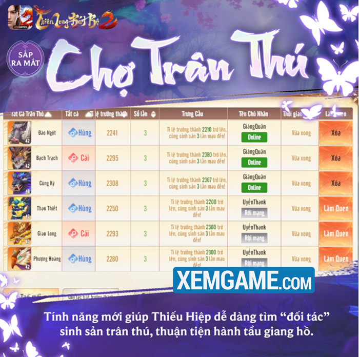 Tinh Túc Xà Ảnh ra mắt tính năng “người thừa kế” để game thủ thỏa sức nuôi Trân Thú thien long bat bo 2 vng 2