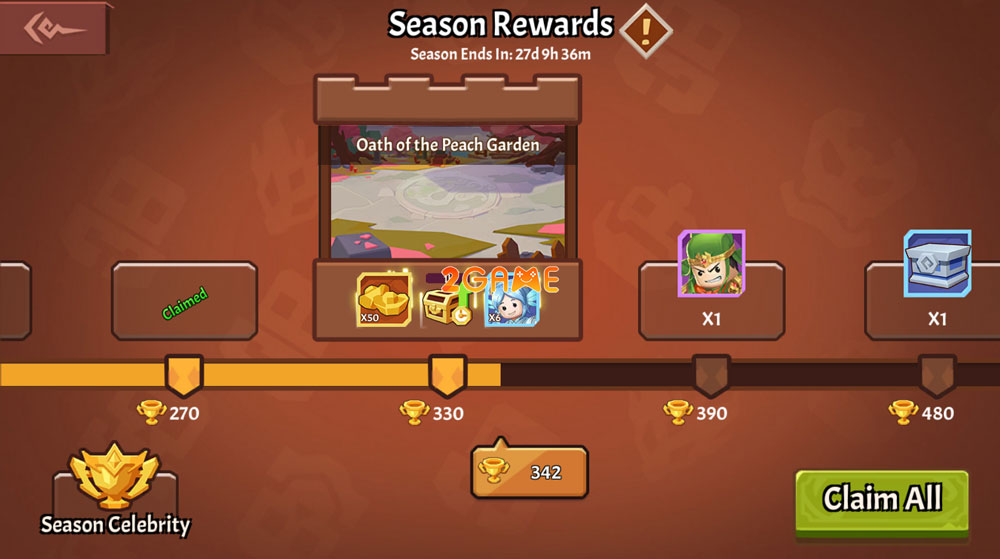 Phần thưởng của game Three Kingdoms Clash