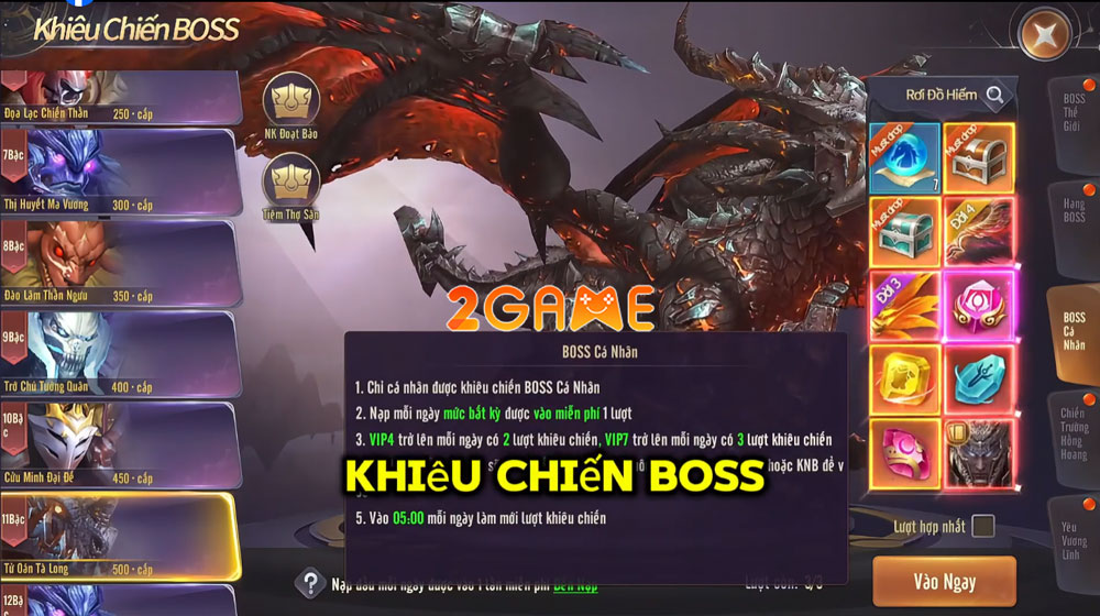 Hoạt động đánh boss trong game MMORPG Tiên Vương 4D