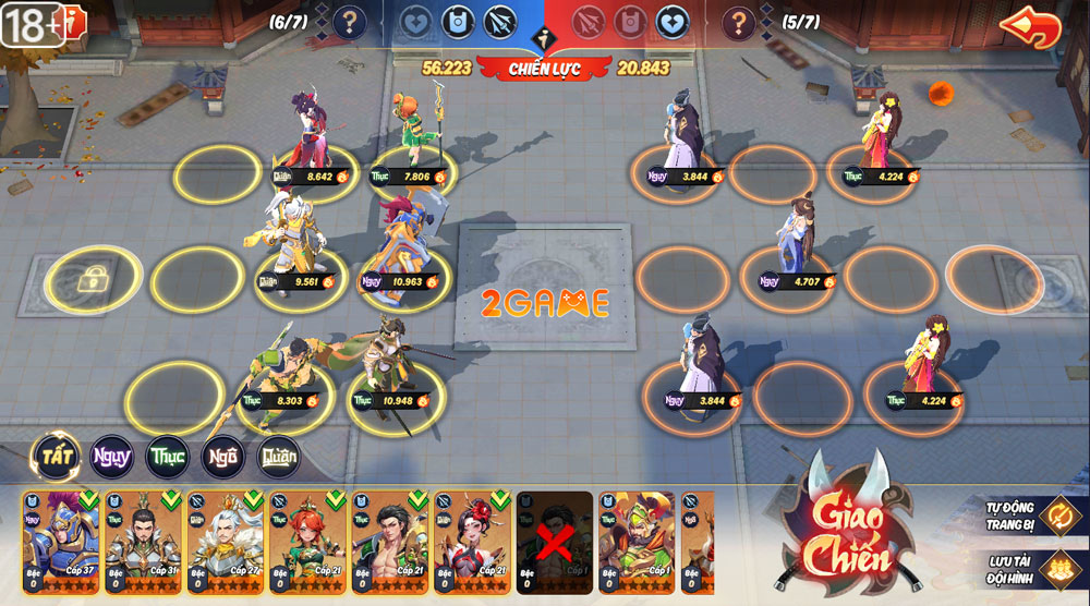 Đội hình trong game chiến thuật 3Q Chiến Chiến Chiến