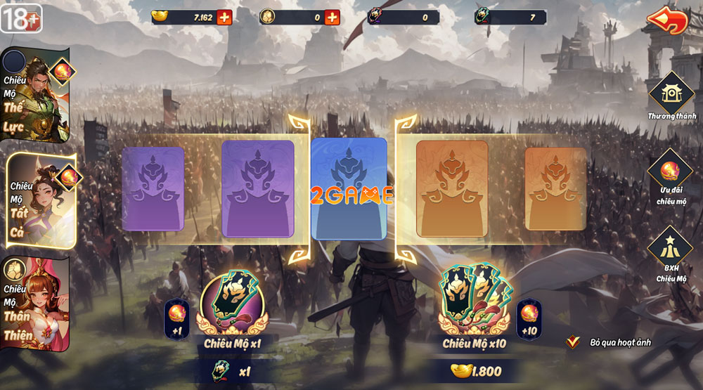 Phần gacha hấp dẫn của game 3Q Chiến Chiến Chiến