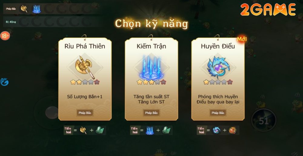Chọn những Pháp Bảo và Phép Thuật liên kết để tiến hóa chúng khi đạt cấp tối đá trong game Trận Chiến Huyền Thoại