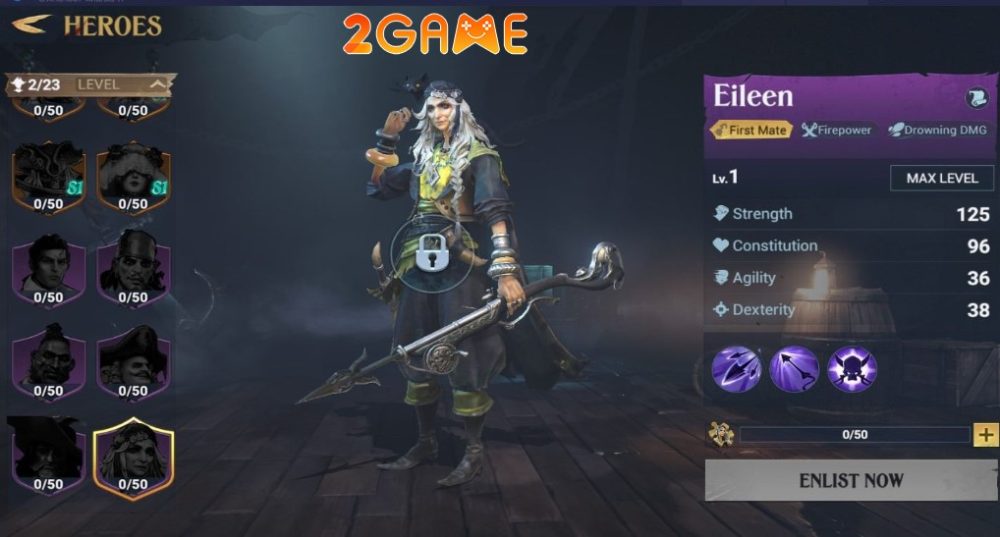 Tuy chỉ bậc Sử Thi nhưng Eileen là vị tướng được nhiều game thủ yêu thích trong Sea of Conquest