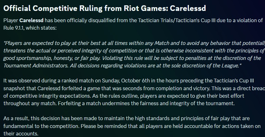 tuyen-thu-bi-ban-dtcl-vi-ff-ssom Cộng đồng tranh cãi khi Riot cấm 1 tuyển thủ tham dự giải đấu chỉ vì FF sớm khi đấu rank? tuyen thu bi ban dtcl vi ff ssom