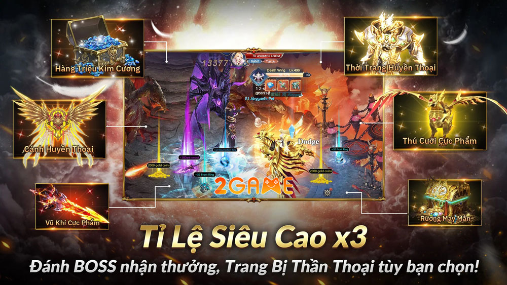 Phần thưởng trong game Võ Thần Kỳ Tích