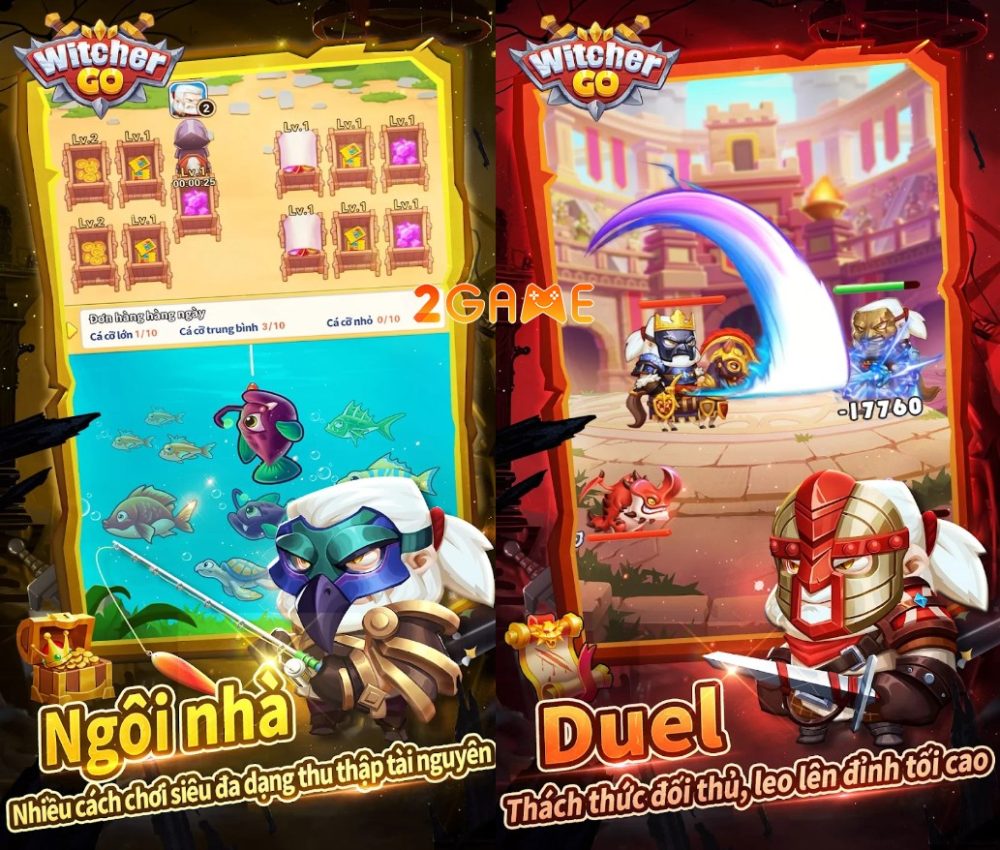 Đa dạng hoạt động trong game Witcher GO: Coin&Idle RPG