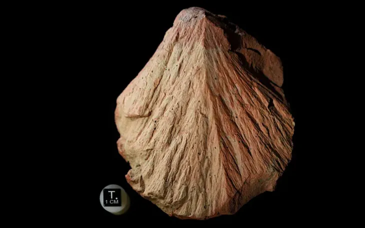 Một khối đá hình nón vỡ, được tạo ra do sóng xung kích của thiên thạch xuyên vào lòng đất. (Ảnh: Harvard University)