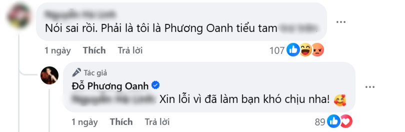 Phương Oanh xin lỗi khi bị gọi là