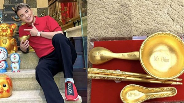 Dân mạng xôn xao hình ảnh bộ bát đũa vàng khắc tên Đàm Vĩnh Hưng 1739265202 382 thumbnail width1200height628jpg