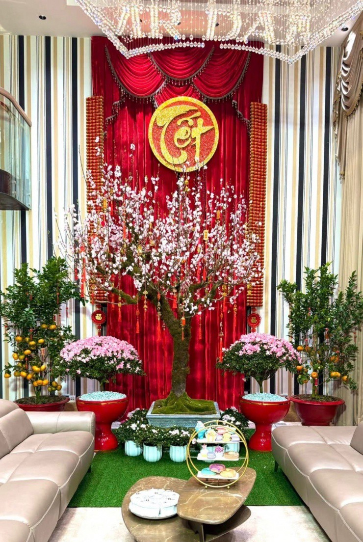 1739522074-524-3607-6-n-4358-0-03232-width1200height1801 Anh nói bản thân vui vì năm nay sắm được hai cây quýt hồng Lai Vung, Đồng Tháp trưng Tết. Cây quýt sai trĩu cành, có đủ quả xanh, quả chín cùng hoa và nụ. Mỗi ngóc ngách đều có sắc xanh của lá cùng sắc vàng, đỏ, trắng của các loại hoa.