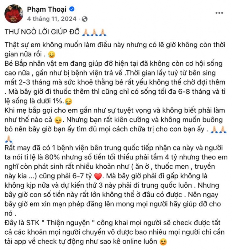 1740435975-me-bap-6-width800height862 Thư kêu gọi quyên góp tiền chữa trị cho bé Bắp của TikToker Phạm Thoại. Ảnh cắt từ clip