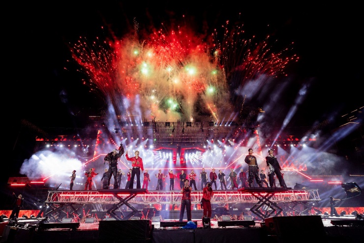 Tiết mục Hỏa ca thể hiện bởi 32 anh tài trong Đêm concert diễn ra tối 19/10/2024