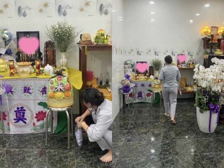 Vân Trang khóc khi dâng cơm đặt lên bàn thờ Quý Bình, đăng tâm thư: