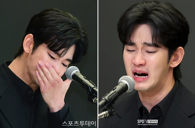 1743413076-v-0675-2980-1240-width680height449 Kim Soo Hyun tại họp báo chiều 31/3. Ảnh: Spotv