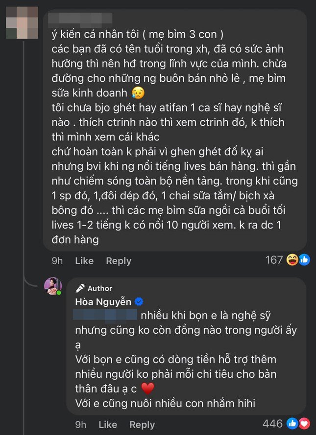 Câu trả lời duyên dáng của Hòa Minzy. (Ảnh chụp màn hình)