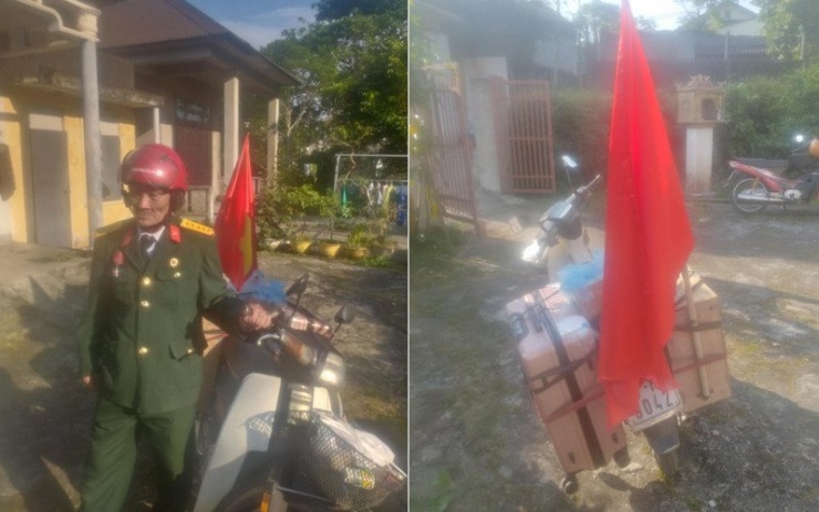 Cụ Thanh khi dừng chân tại Quảng Trị. Ảnh: Xuân Sơn 