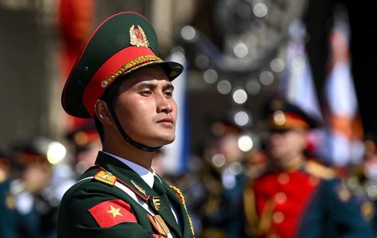 Khối trưởng Phạm Khắc Giang tại lễ duyệt binh. Ảnh: RIA Novosti