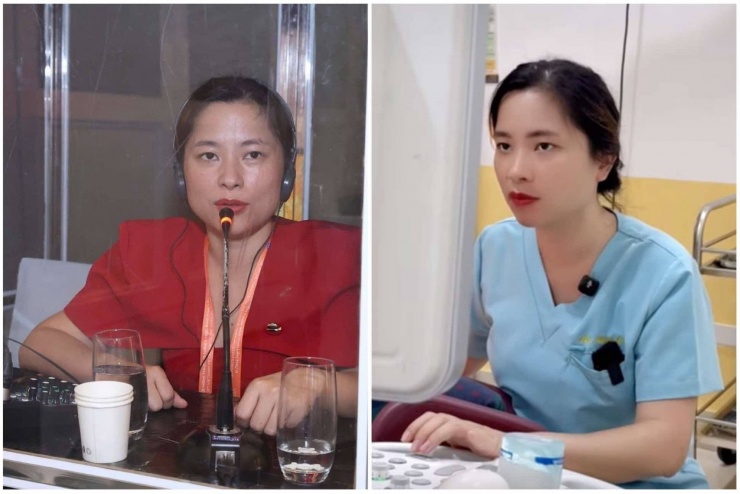 Bác sĩ Giang dịch cabin tại Hội nghị Y học bào thai và hình ảnh làm việc hằng ngày. Ảnh: FBNV