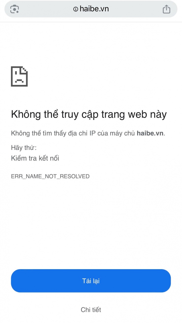 Website chính của công ty, nơi bán hàng hiện không tồn tại.