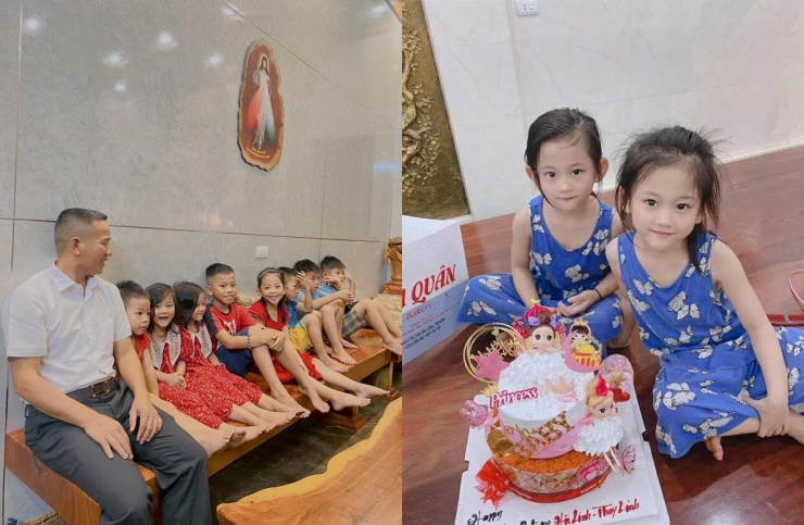 Năm 2017, ông bà vẫn sinh được một cặp sinh đôi tự nhiên là 2 bé đáng yêu (bên phải ảnh).