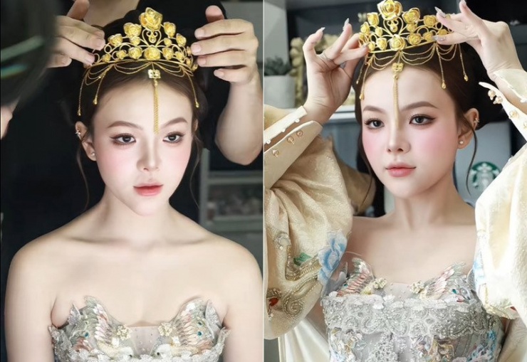 Cô dâu đội vương miện 10 cây vàng 