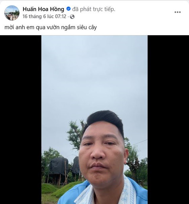 Ngày 16/6 vừa qua, Huấn hoa hồng livestream cập nhật vườn cây cảnh giá trị của mình trên mạng xã hội