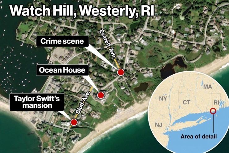 Hiện trường phát hiện xác chết cách biệt thự của Taylor Swift chưa đầy 500 mét
