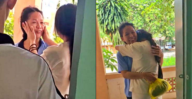 Sau 3 tháng, Hương xúc động vỡ òa khi tìm thấy mẹ. Ảnh: Nhân vật cung cấp