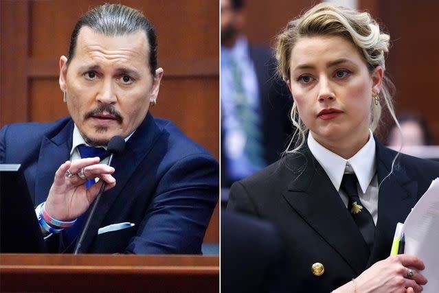 Johnny Depp và Amber Heard trong phiên tòa ở Virginia. Ảnh: AFP