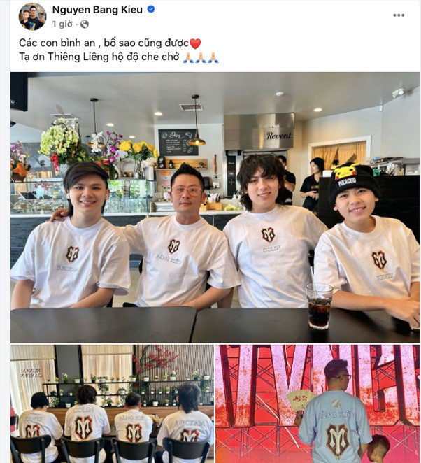 Bằng Kiều cùng các con. (Ảnh: FBNV).