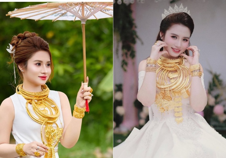 Cô dâu xinh đẹp đeo vàng đầy cổ 