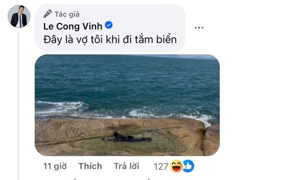 Trước đó, Công Vinh hé lộ khoảnh khắc Thủy Tiên trùm kín mít khi đi biển và gây chú ý trên mạng xã hội.