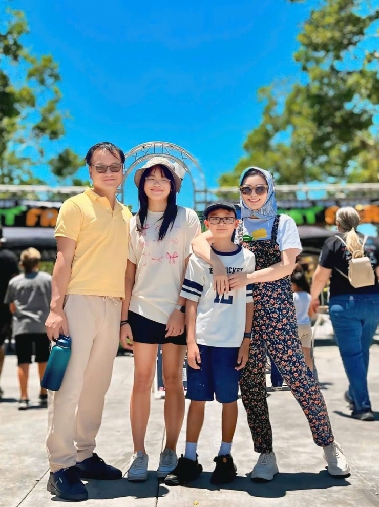 Tại Mỹ, gia đình diễn viên Diệu Hương đi dã ngoại để mừng sinh nhật con gái lớn 13 tuổi.