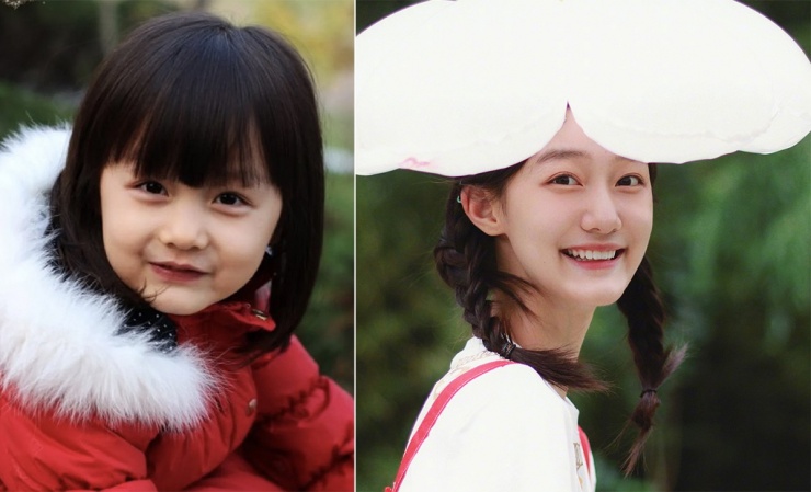 Kỷ Tư Hàm thời bé và hiện tại, 18 tuổi, nữ sinh trung học.