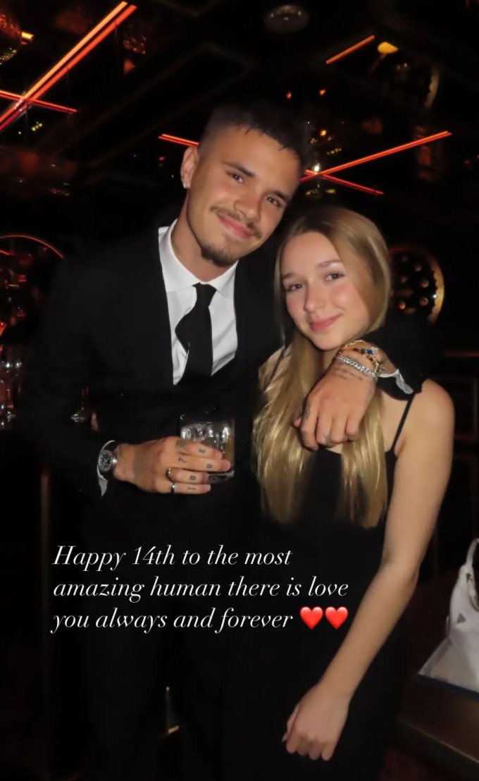 Romeo Beckham mừng sinh nhật em gái.