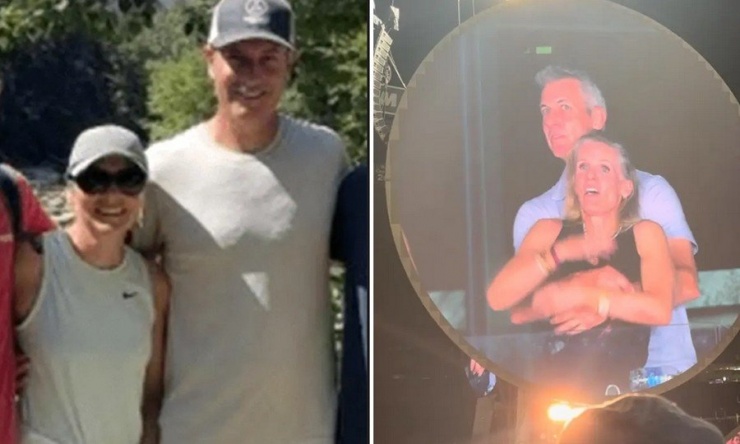 Andy với vợ (ảnh trái) và khi bị ghi hình đang có hành động thân mật với nữ đồng nghiệp (ảnh phải). Ảnh: Facebook.