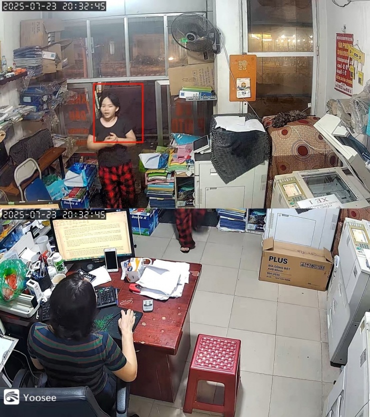 Hình ảnh nữ sinh tại cửa hàng - nơi nữ sinh vào nhờ người nhận tiền rồi đưa tiền mặt.