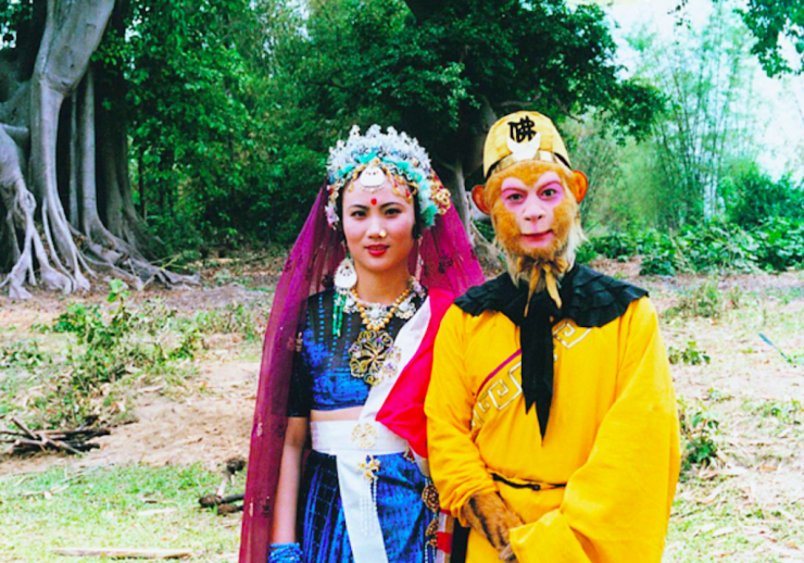 Lục Tiểu Linh Đồng và vợ trên phim trường Tây Du Ký.