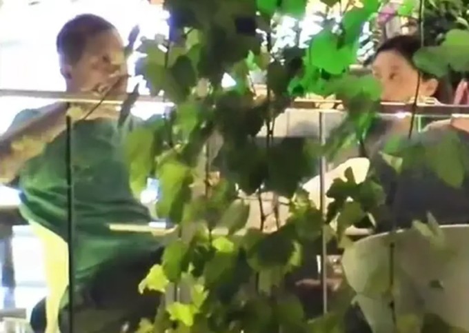 Lý Yên và con gái ăn tại nhà hàng. Ảnh: Sohu