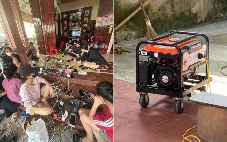 Hình ảnh cả xóm cùng nhau sạc pin điện thoại khiến người xem ấm lòng