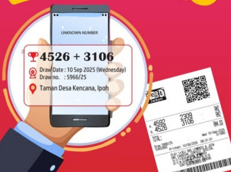 Công ty xổ số đăng hình minh họa cho sự việc hy hữu này. Ảnh: Damacai.