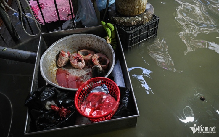 1759370030-w-ngap-phu-do-ha-noi-15jpg-381-width1920height1200 Chị T. vẫn ngâm mình trong nước để cố gắng bán nốt chỗ cá đã nhập về. Ảnh: Huy Nguyễn