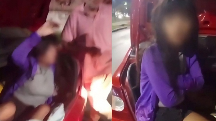 Người vợ nằm trong cốp xe của chồng với mục đích xem chồng có ngoại tình hay không. Ảnh: Khaosod.