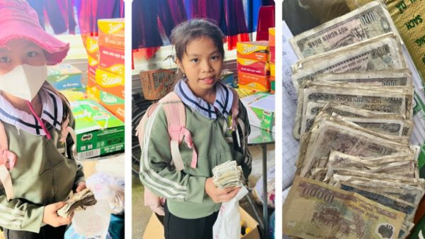 Xúc động hình ảnh cô bé mang xấp tiền lẻ gửi ủng hộ bà con vùng lũ 1764079307 715 thumbnail width1200height628jpg