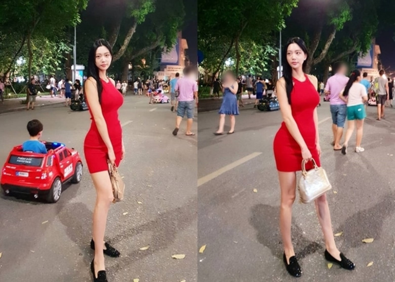 Clara Lee tại phố đi bộ Hà Nội.