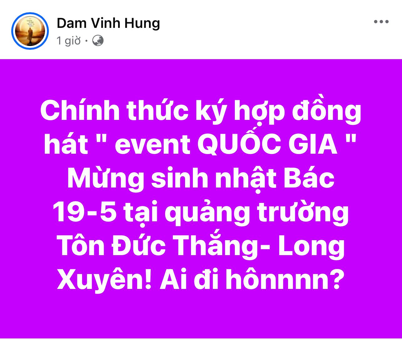 Tỉnh An Giang không mời ca sĩ Đàm Vĩnh Hưng hát trong dịp 19/5- Ảnh 1.